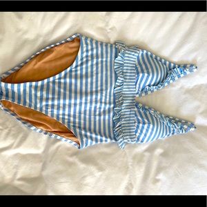 Blue and White striped one piece